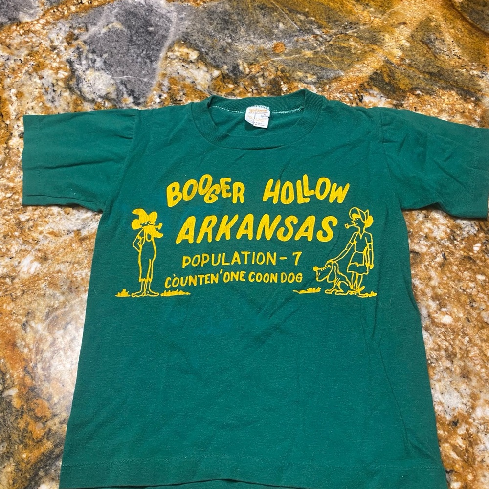 Vintage Green Kids Booger Hollow Arkansas T-Shirt Small youth
